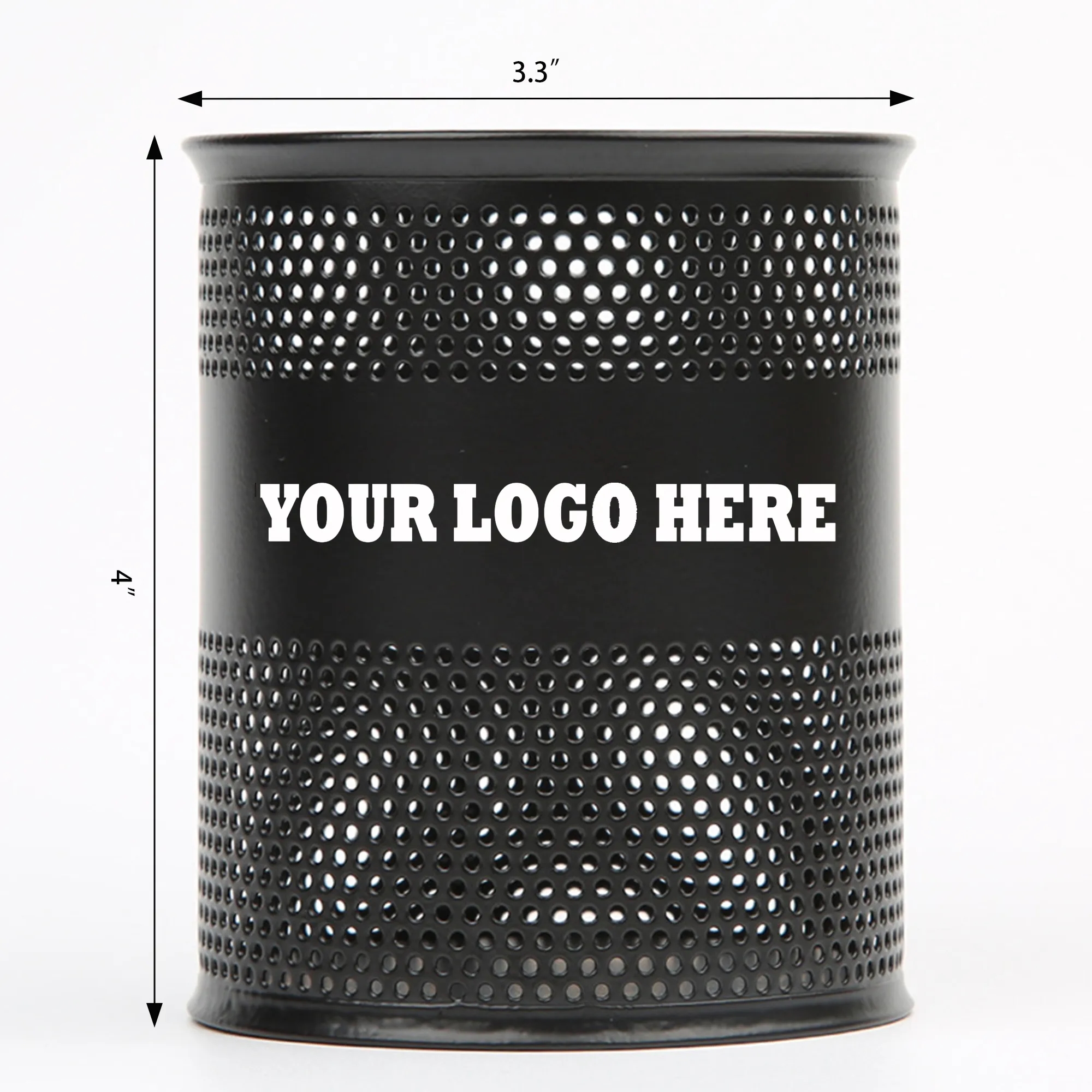 Black Round Metal Advertising Pen Holder MOQ 100PCS 3