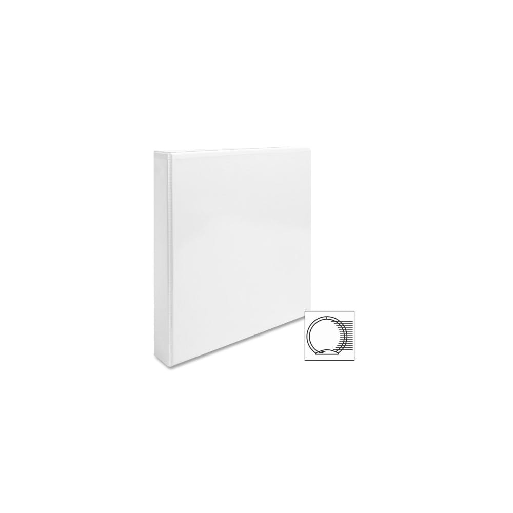 1" 3-Ring Binder - White 2 View Covers 2 Interior Pockets 1