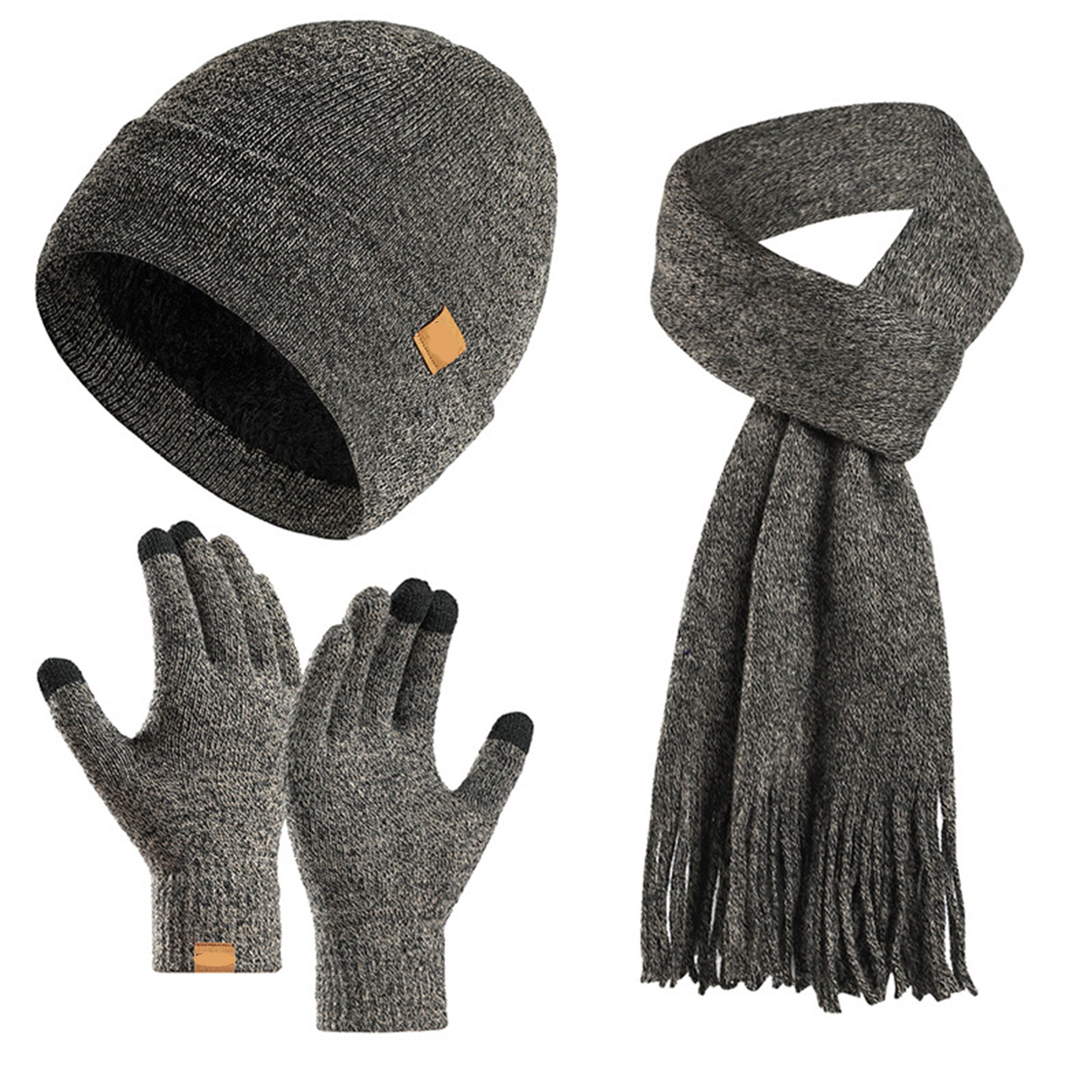 3PC Winter Beanie Scarf Gloves Set 3