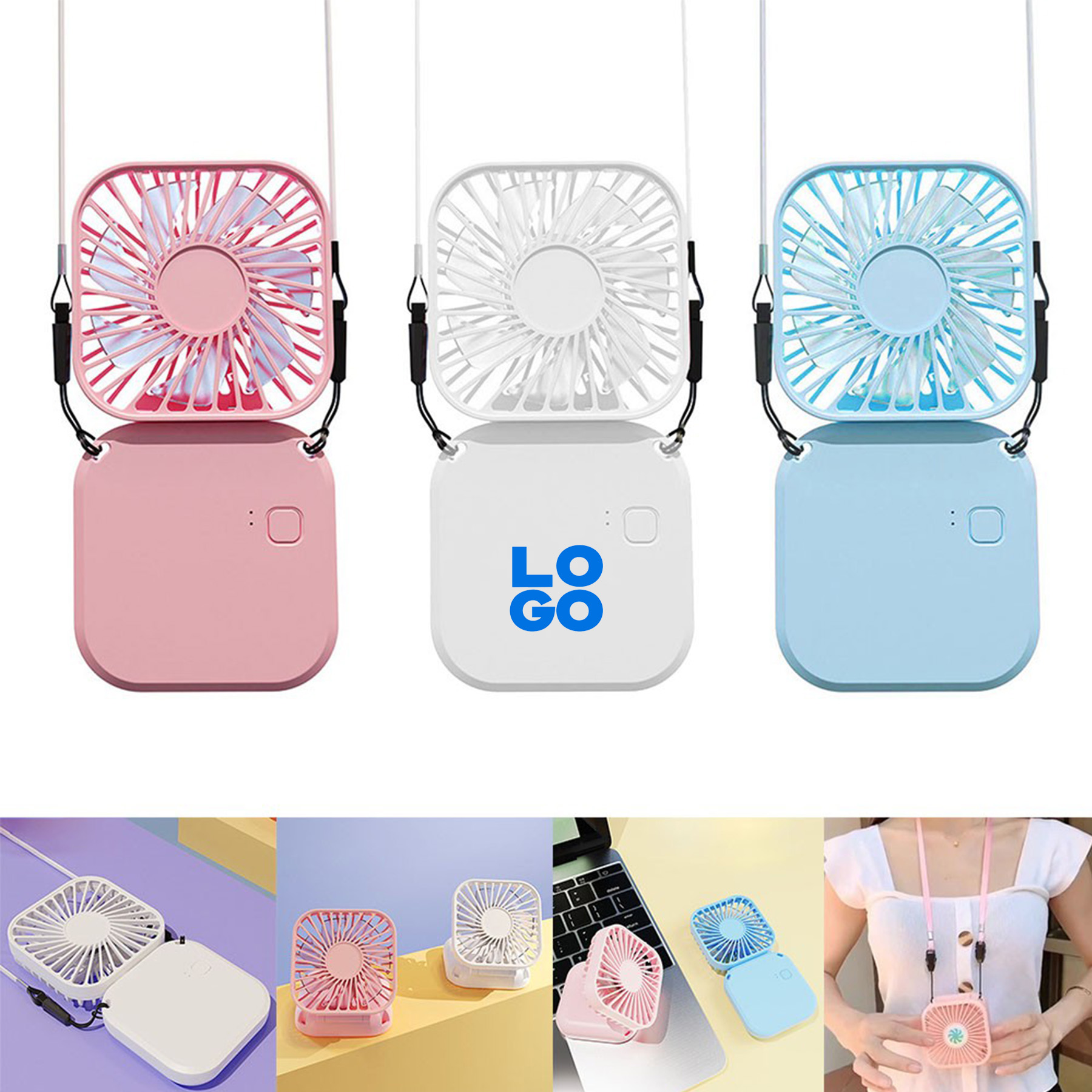 Portable USB Rechargeable Hanging Neck Fan 3