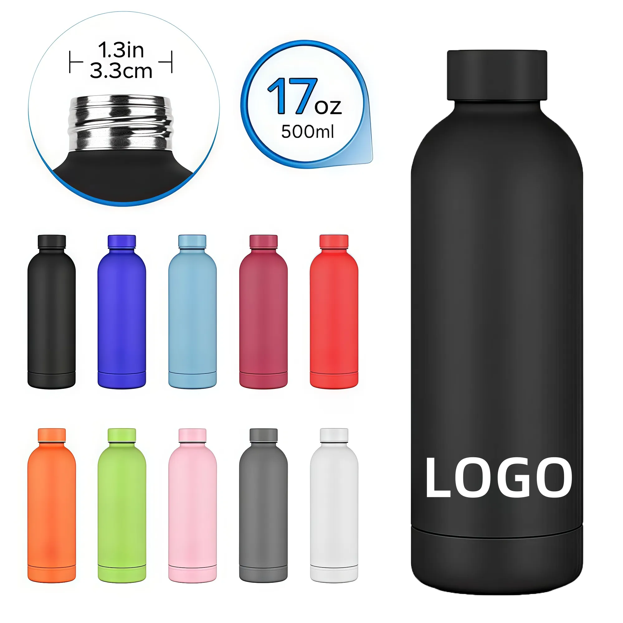17oz Reusable Leak-Proof Stainless Steel Water Bottles 1