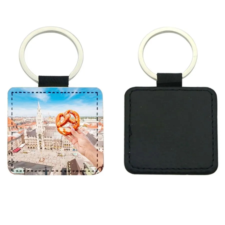 Square Leather Keychain 2