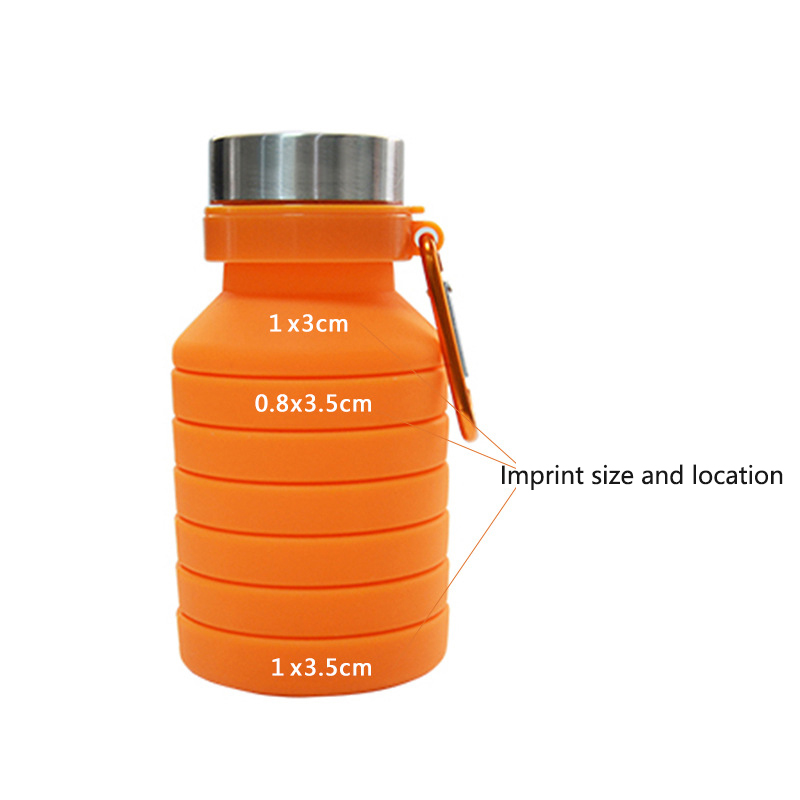18 OZ Silicone Squeezed Adjustable Foldable Collapsible Water Bottles/Carabiner 10