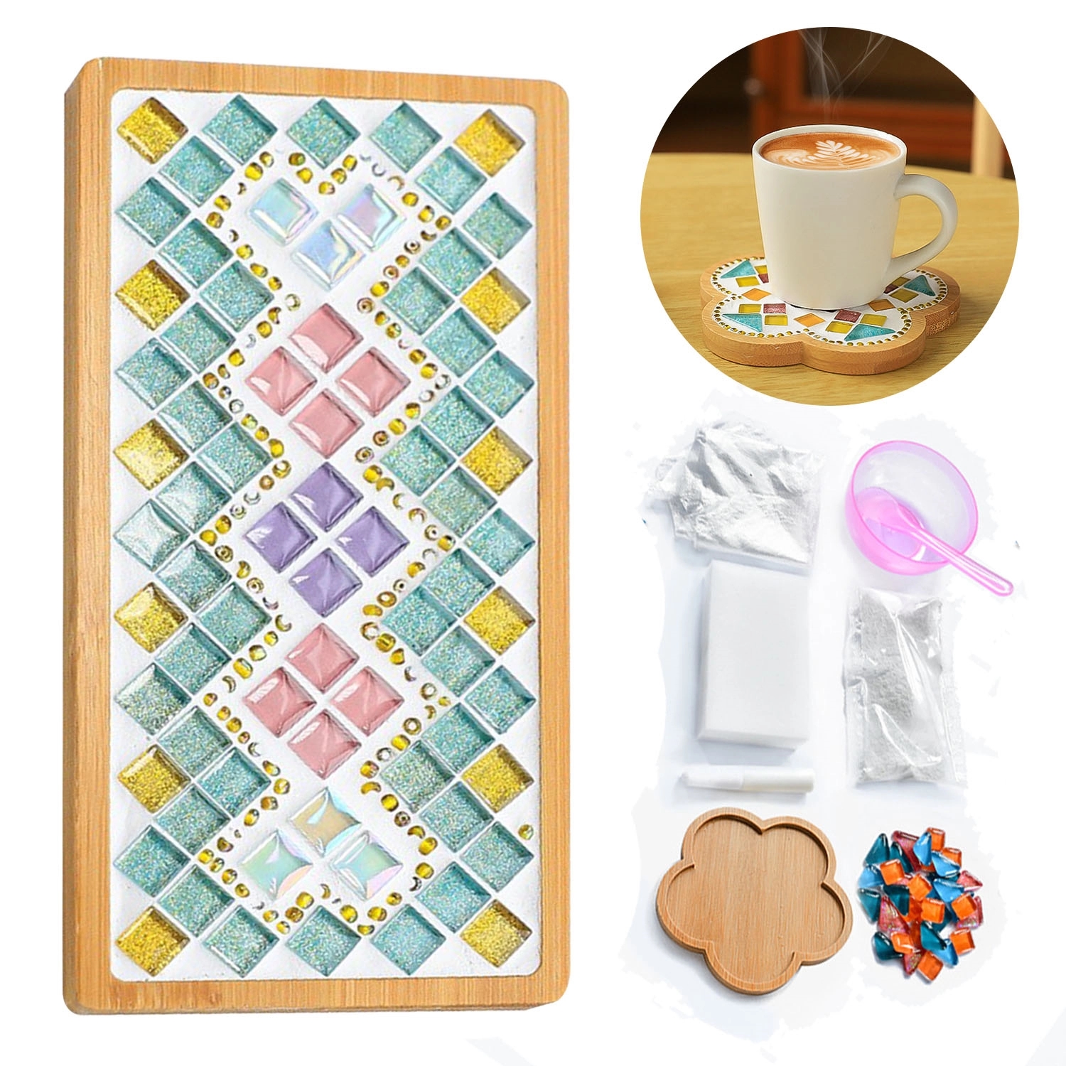 Diy Mosaic Kit With Bamboo Coaster 2