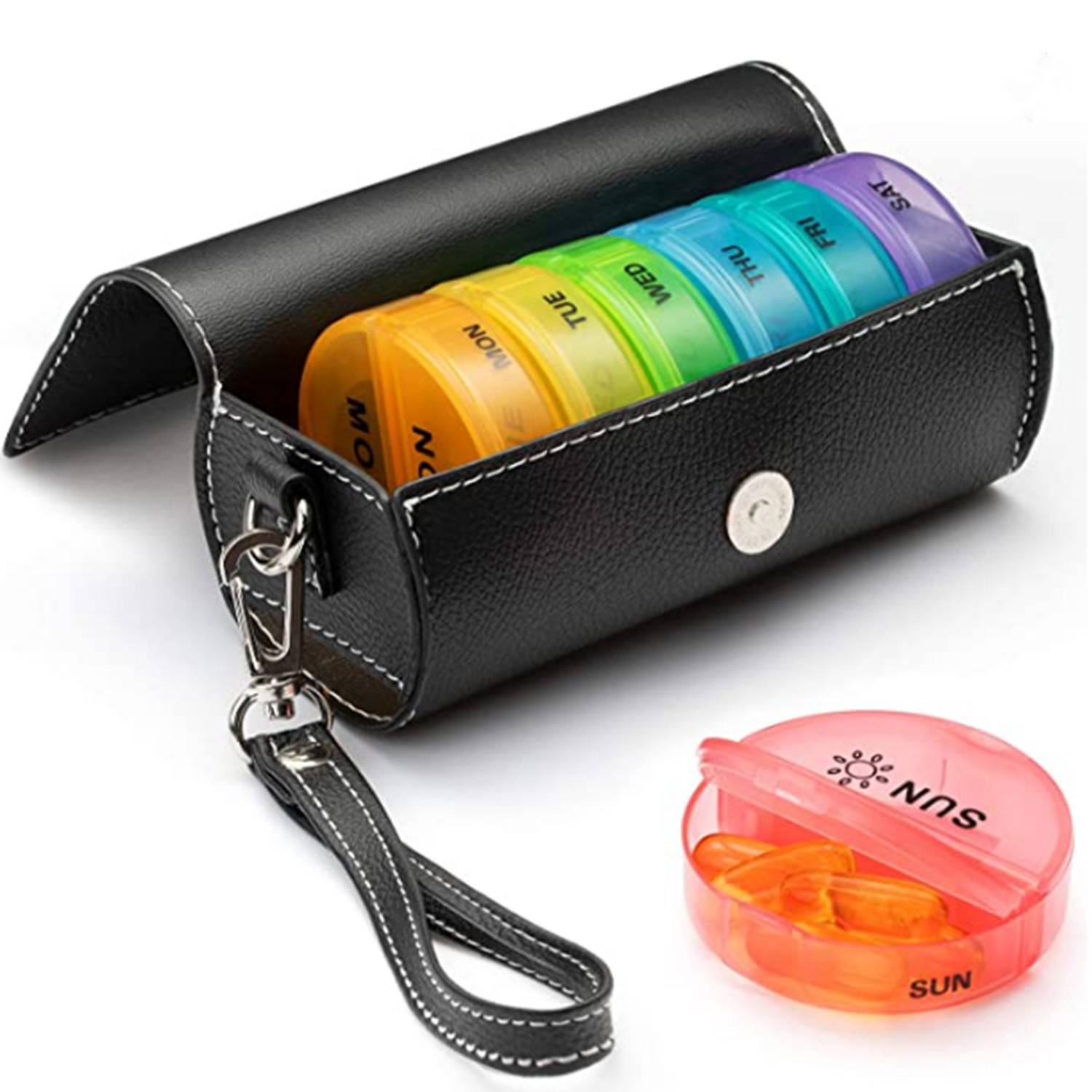 Weekly Pill Box Organizer With PU Leather 5