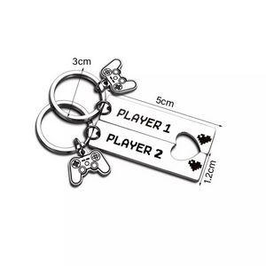 Funny Game 1 Player 2 Matching Keychain Gift 2