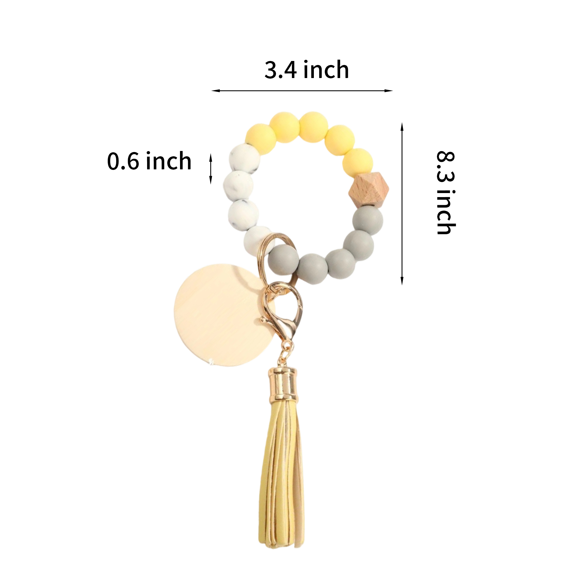 Silicone Bead Wood Bracelet Keychain With Laser Engraving 5