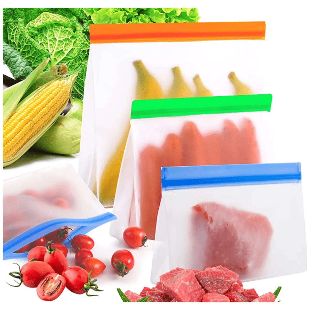 BPA-Free Leakproof Reusable Freezer Bags for Food Storage 7