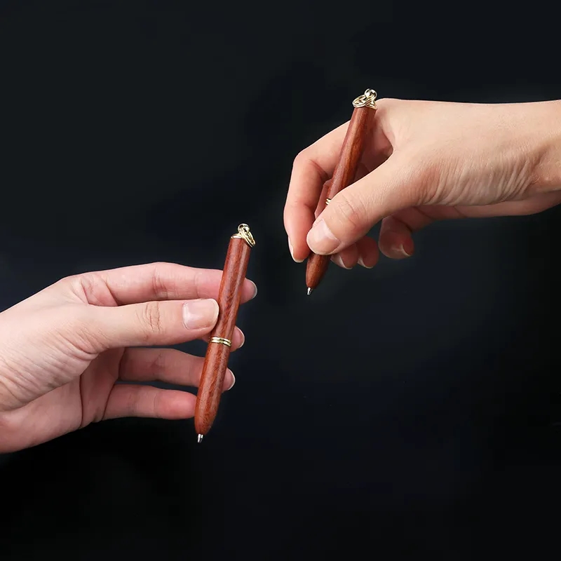 Mini Keychain Wooden Brass Pocket Pen 4