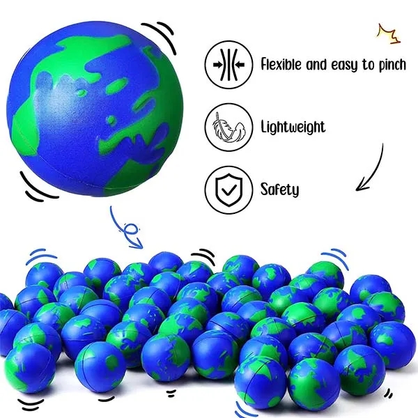 Bouncy Foam World Stress Ball Earth Globe Squeeze Toys 6