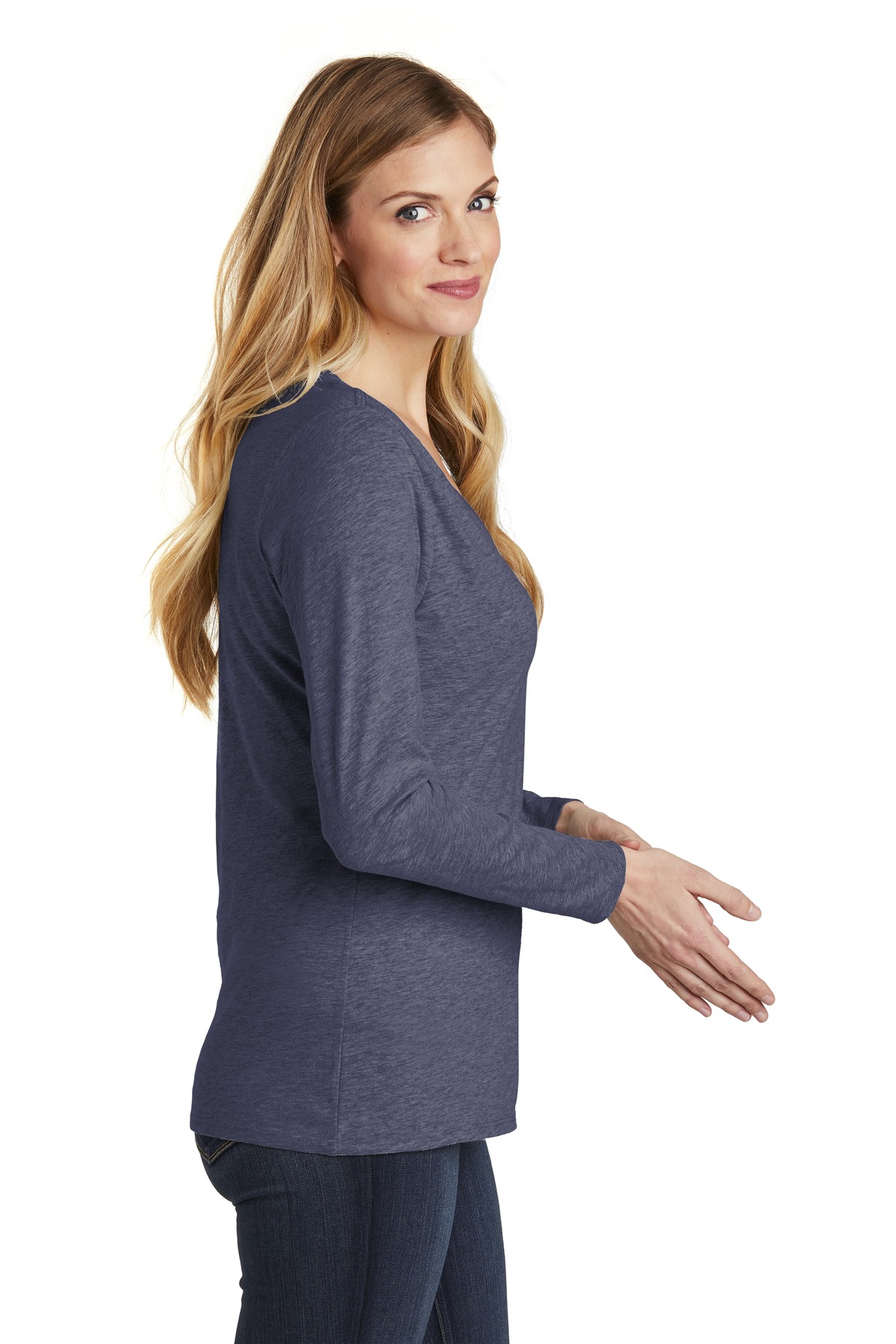 District Women's Very Important Tee Long Sleeve V-Neck. DT6201 14