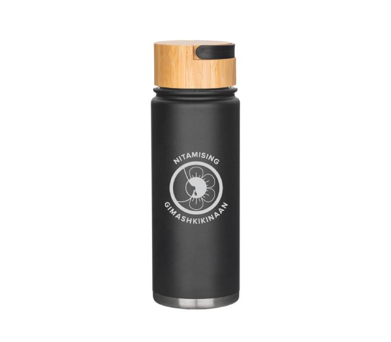 Vacuum Stainless Steel Water Bottle with Bamboo Lid, 20 oz. 1