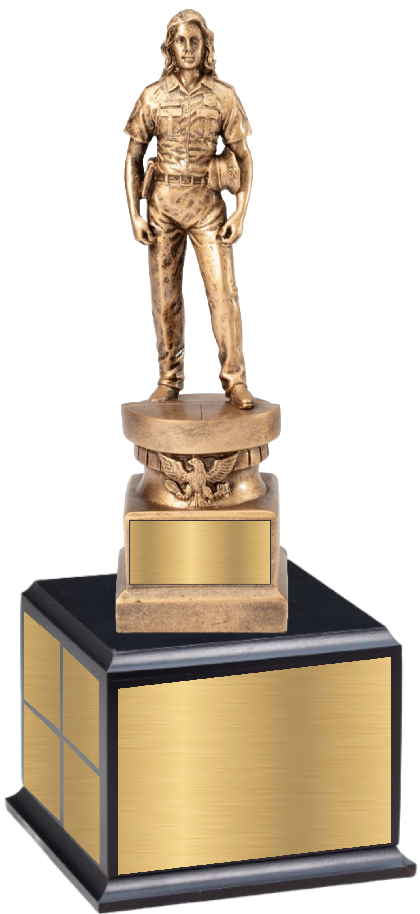 13" Premium Gallery Sculpture Golden American Hero Policewoman Resin Trophy Award 10