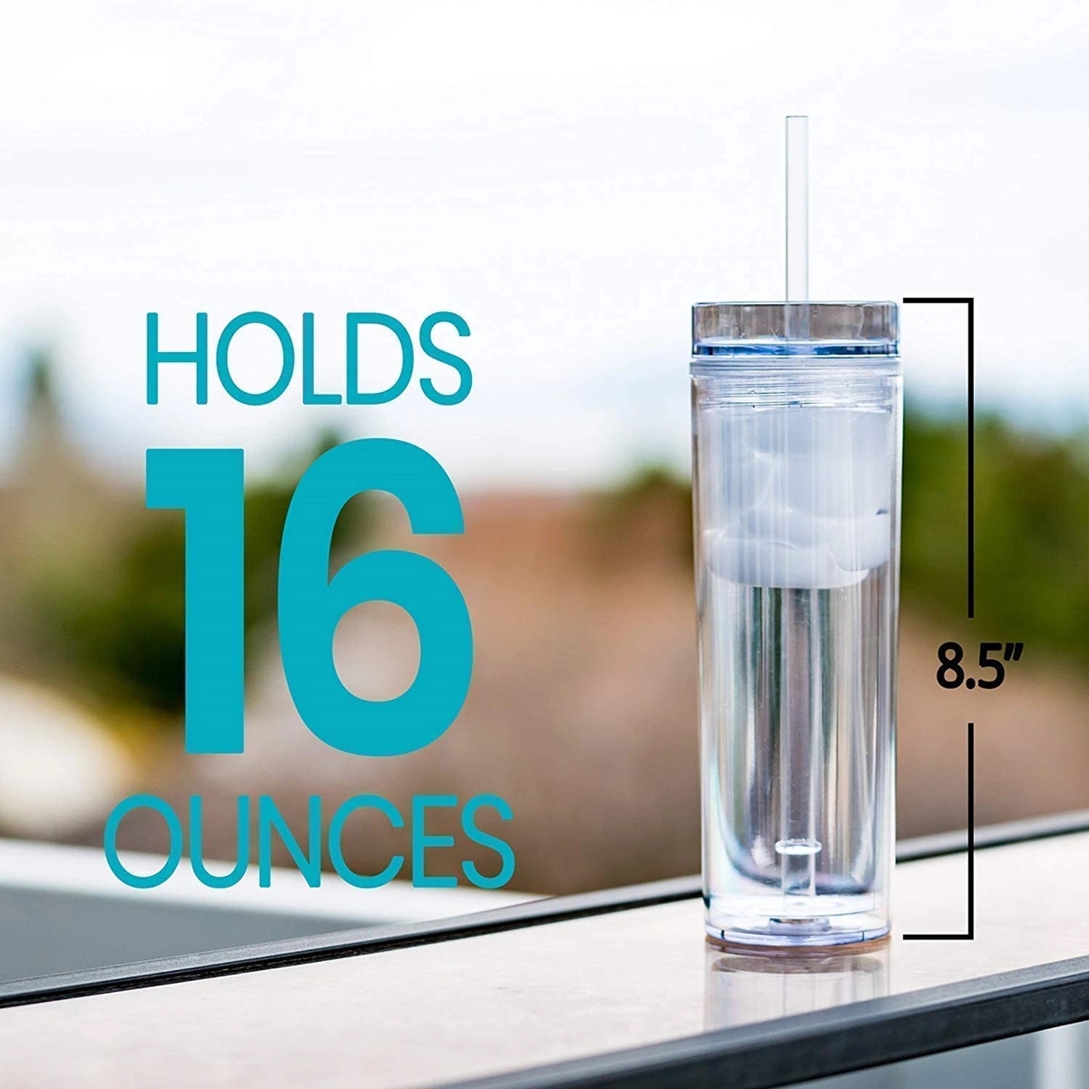 16Oz Double Wall Skinny Acrylic Tumblers With Lid And Straw 5