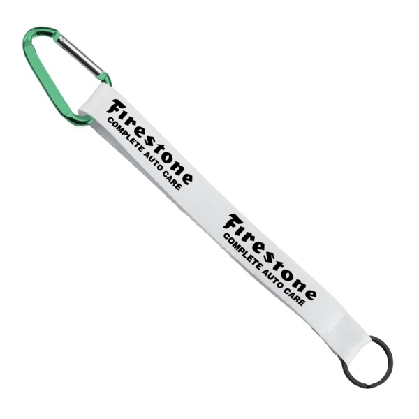 3/4" Sewn Polyester Keychain with Metal Split-Ring and Carabiner 223