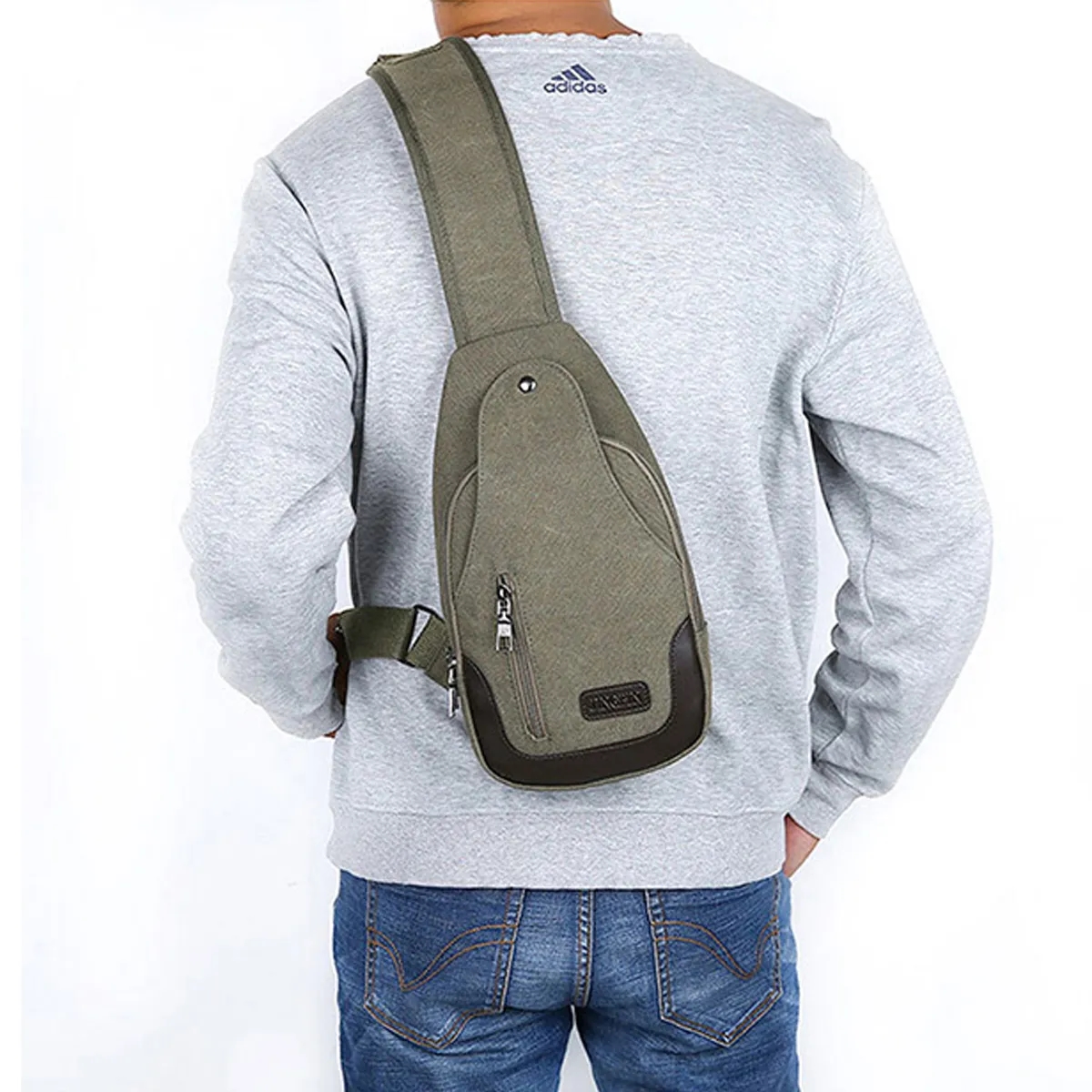 Anti-Theft Canvas Crossbody Sling Bag With Multi-Zip Pockets 7