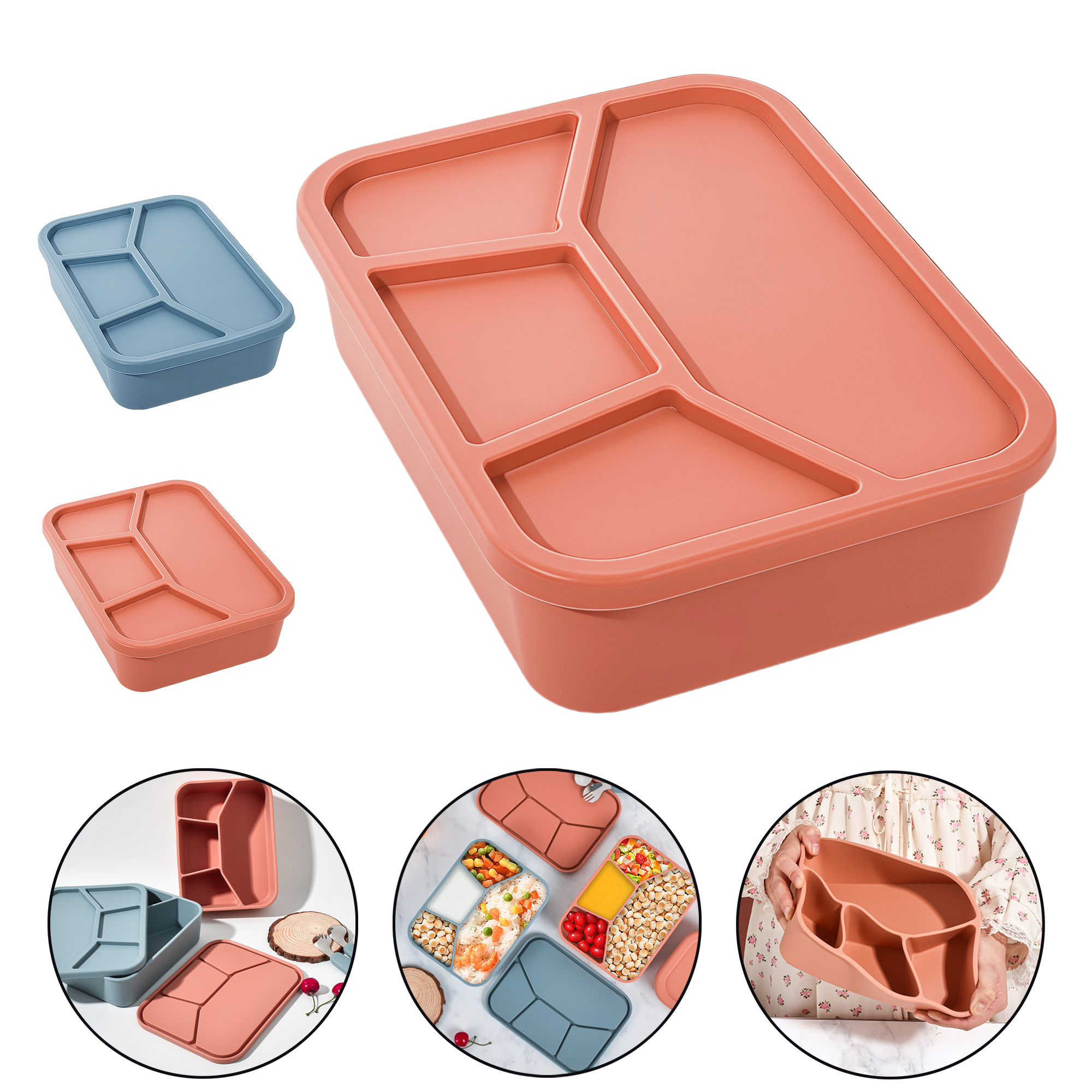 4 Compartment Silicone Lunch Box with Lid 3