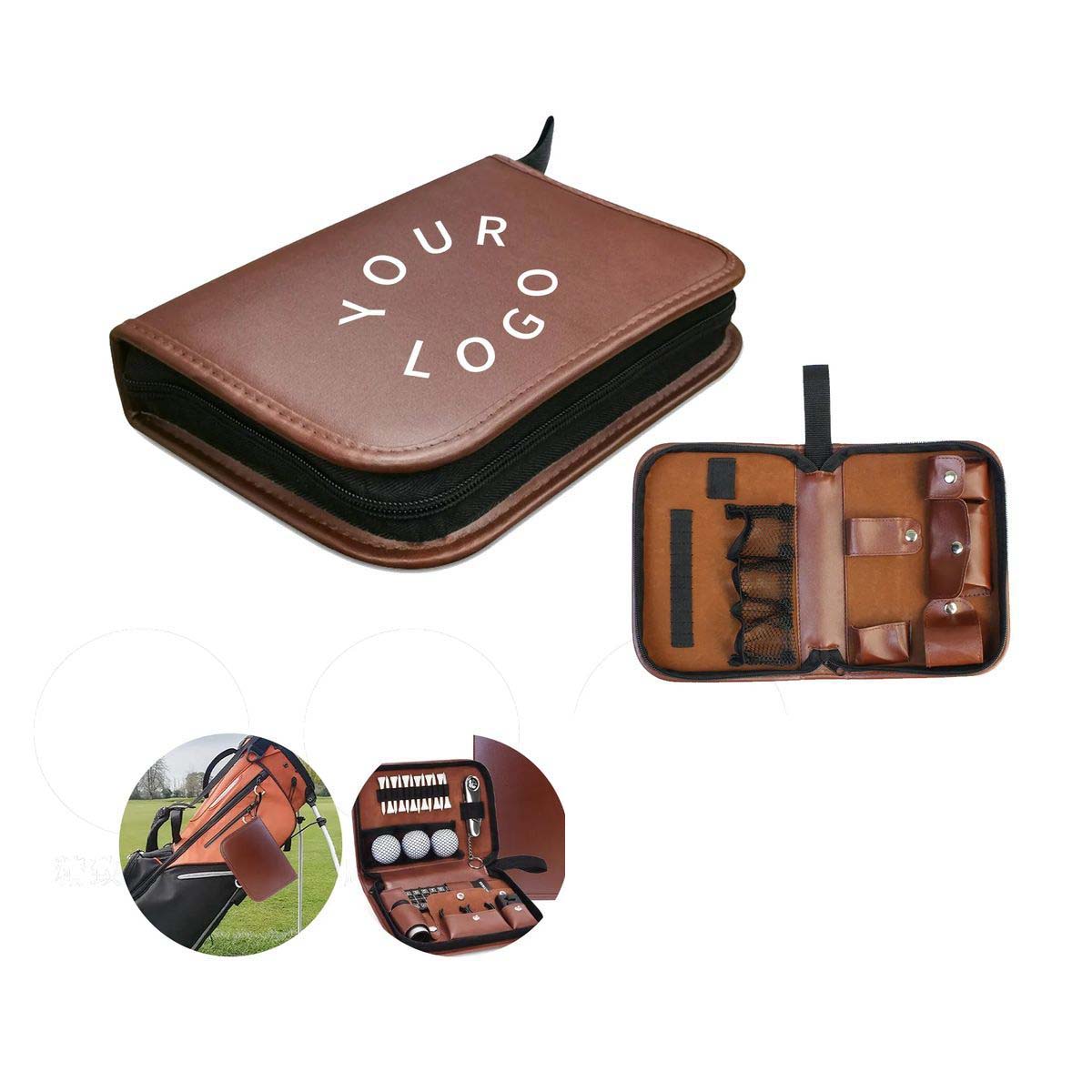 Compact PU Leather Golf Bag for Clubs and Essentials 2