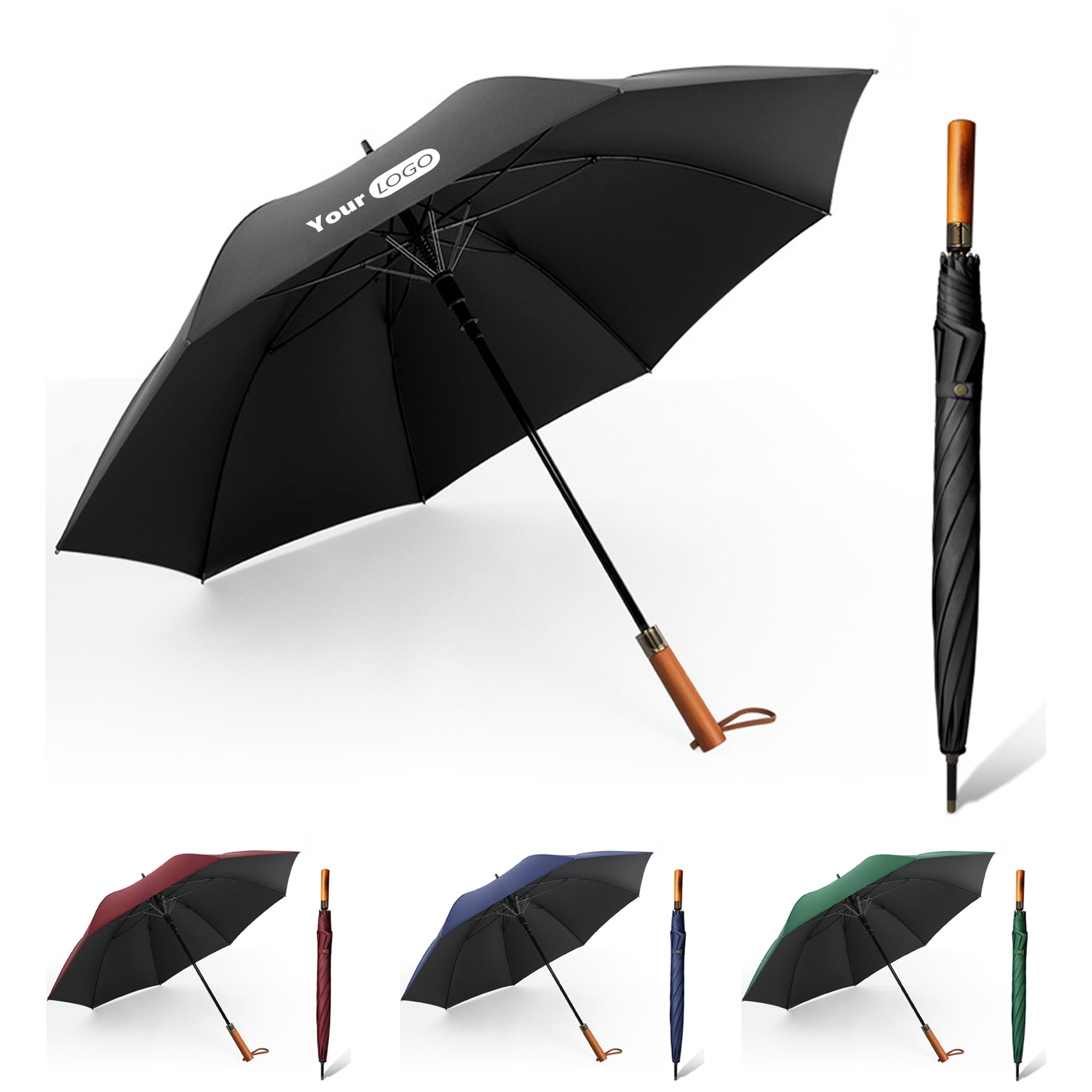 Large Umbrella with Wooden Handle for Rain 4