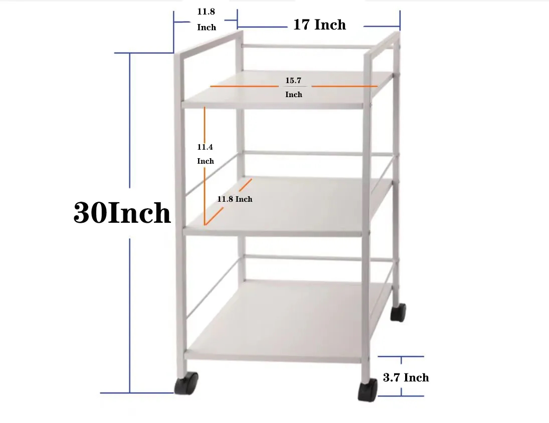 MOQ 20 Three-Tier Wheeled Storage Rack Trolley 1