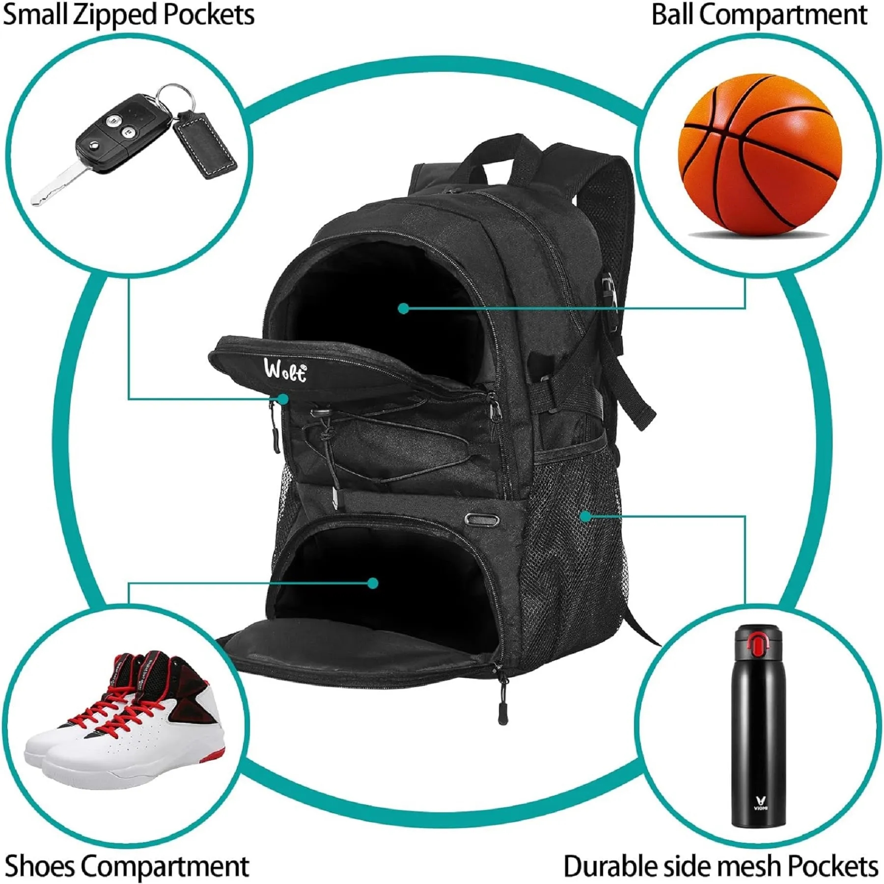 Large Sports Basketball Backpack 3