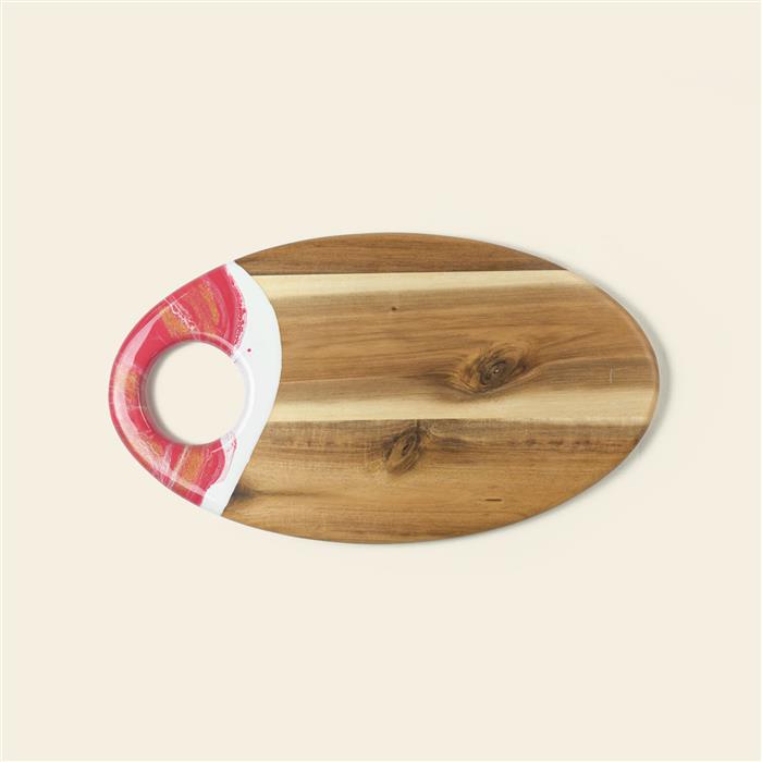 Medium Oval Acacia Board With Dip Holder 10