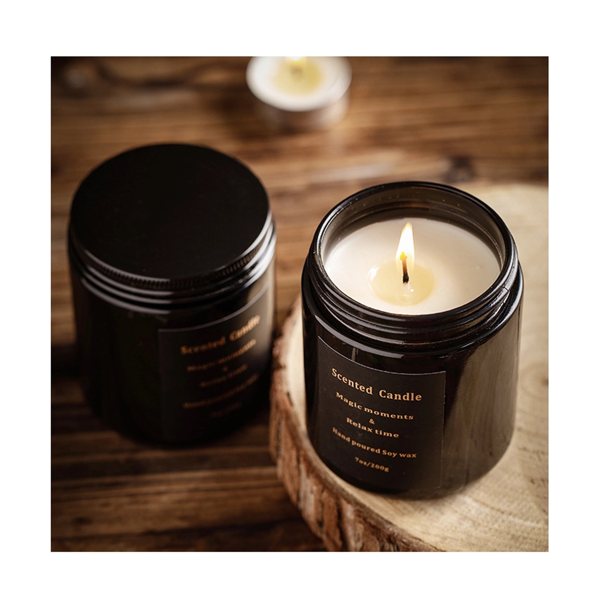 Aromatherapy Candle In Black Glass Jar 5