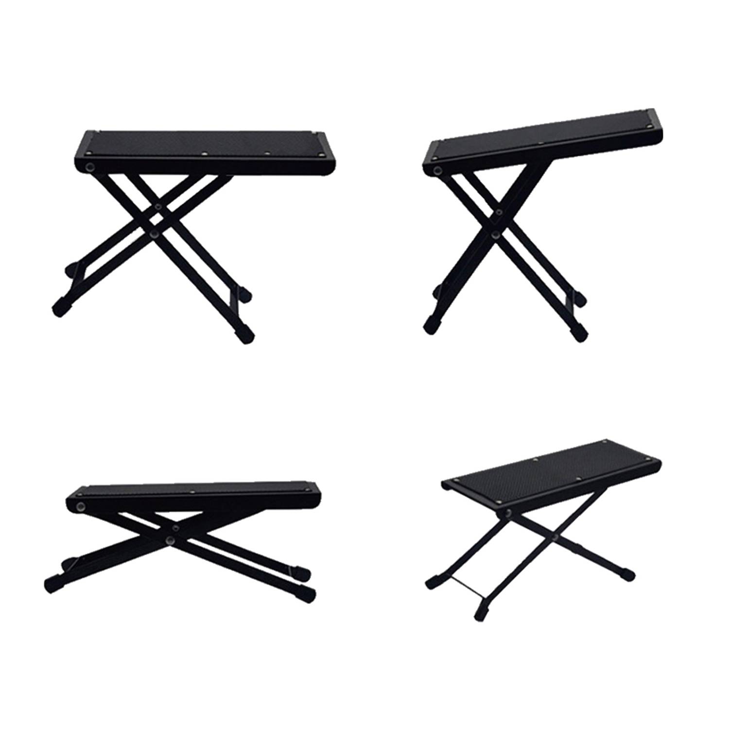 Folding Portable Metal 4-Position Height Guitar Foot Stool 4