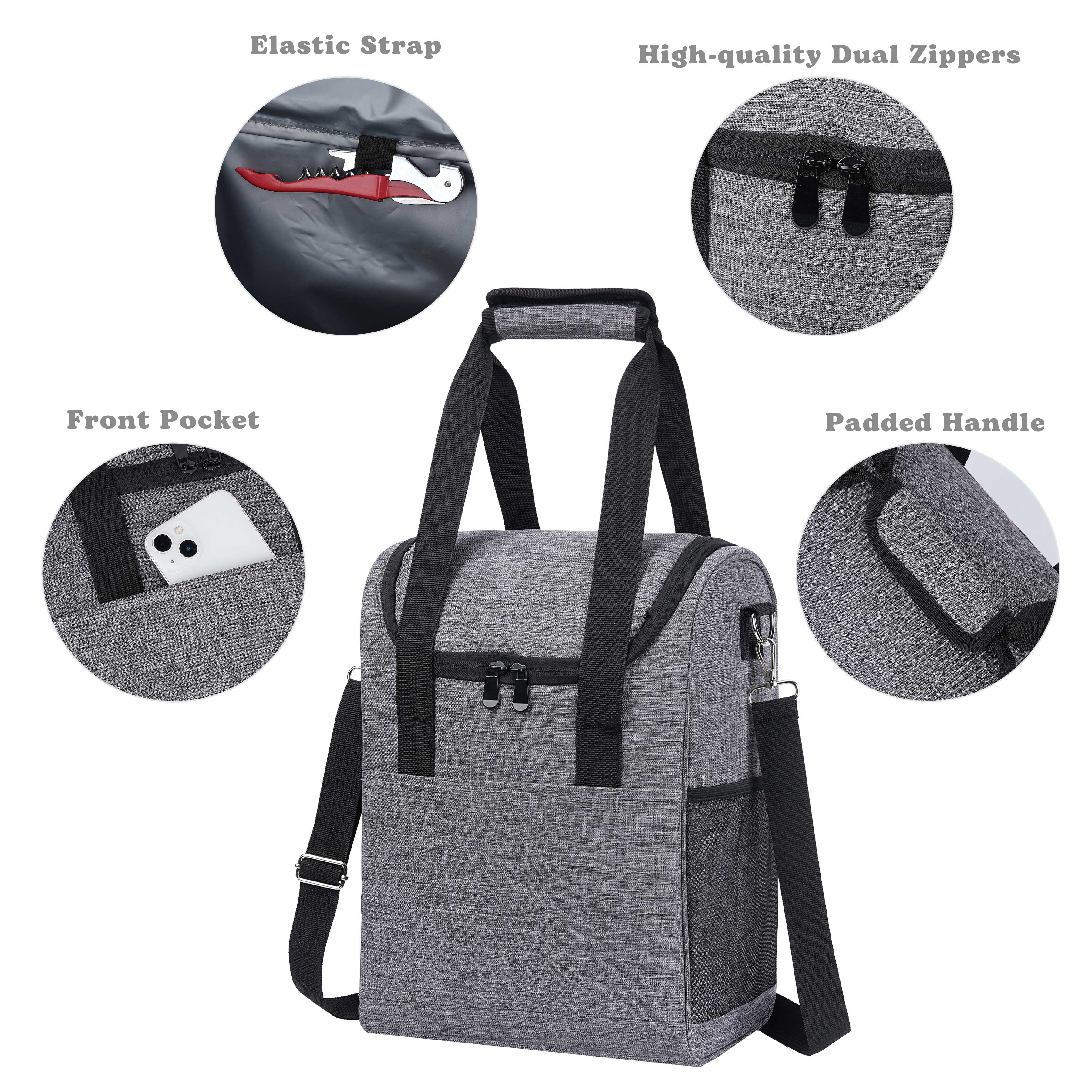 Elegant 6-Bottle Insulated Wine Cooler Bag 9
