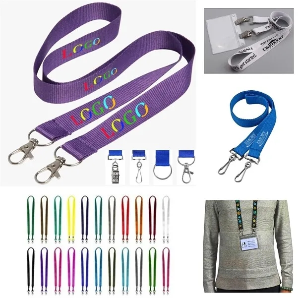 3/4" Custom Open Ended Polyester Lanyard w/ Badge Holder 10