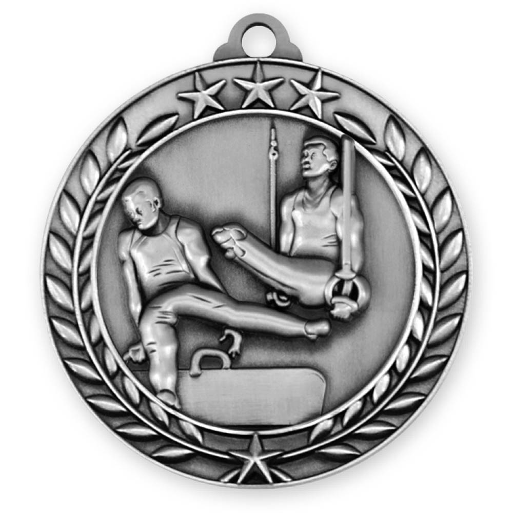 Male Gymnastics Wreath Award Medallion (2-3/4") 3