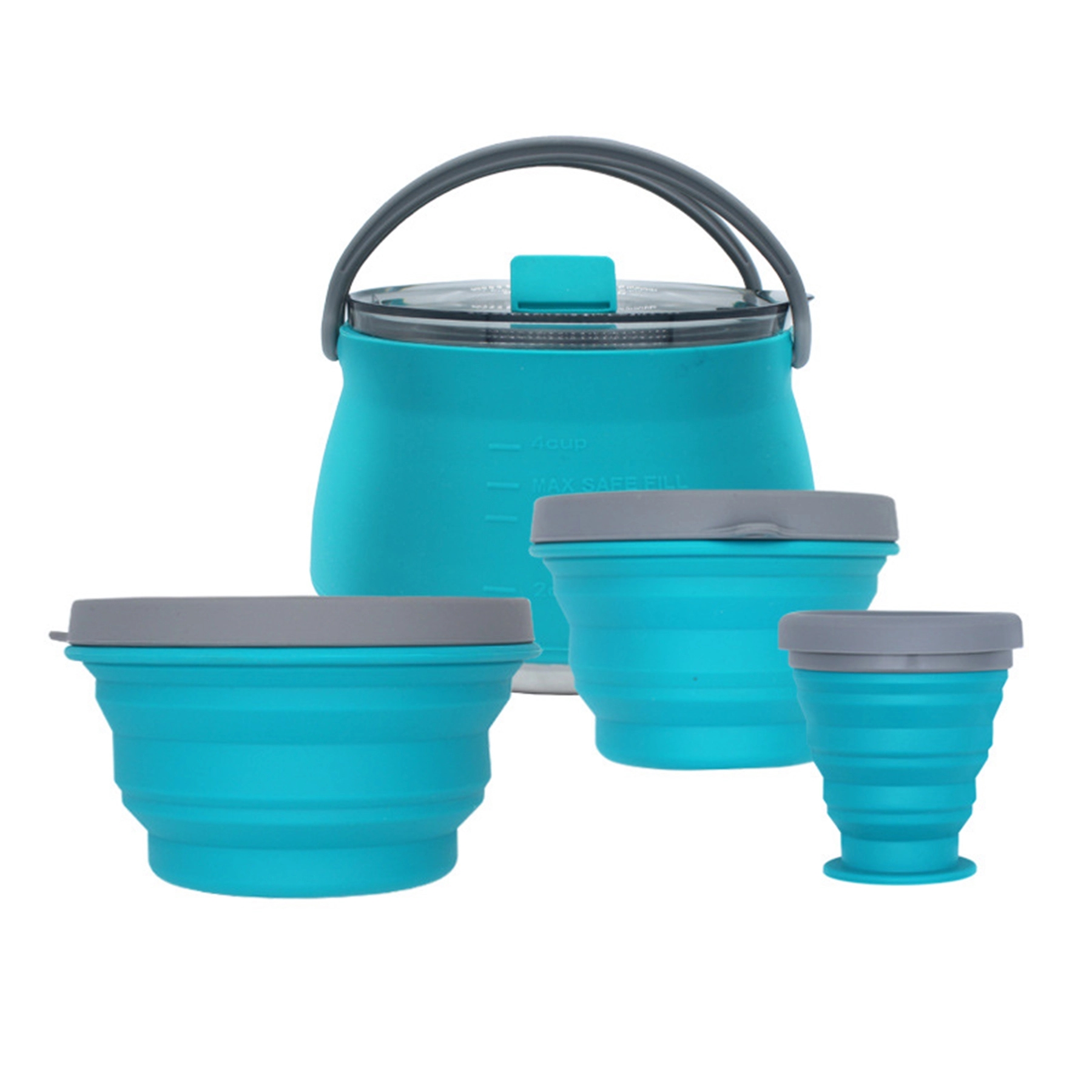Outdoor Portable Kettle Folding Silicone Teapot Set 5