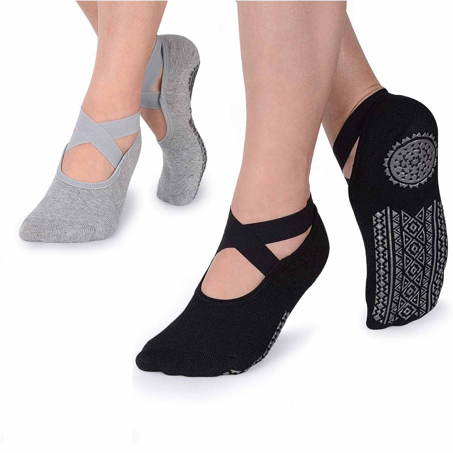 Professional Cotton Yoga Pilates Socks NonSlip with Strap 5