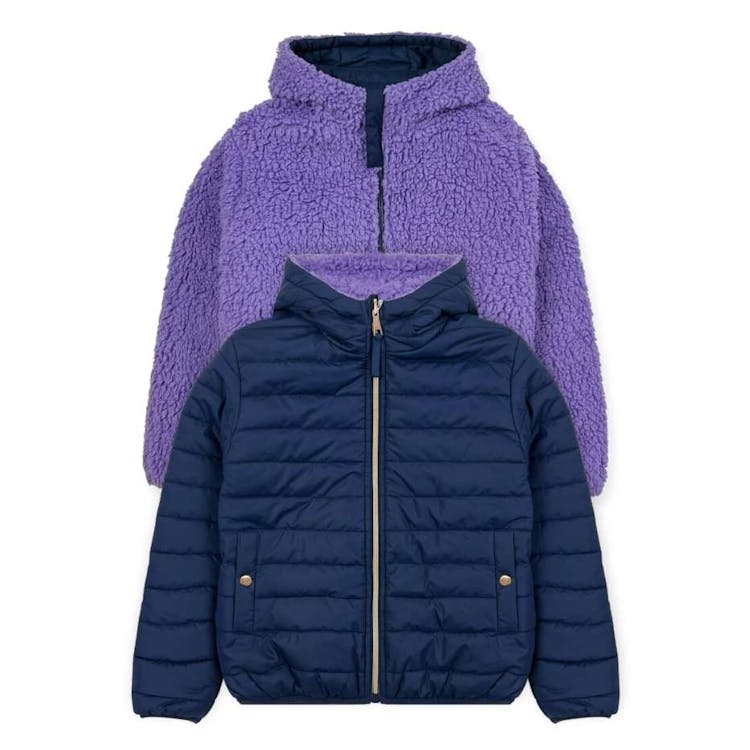 Girls' Sherpa Lined Reversible Jacket Navy 7-14 2