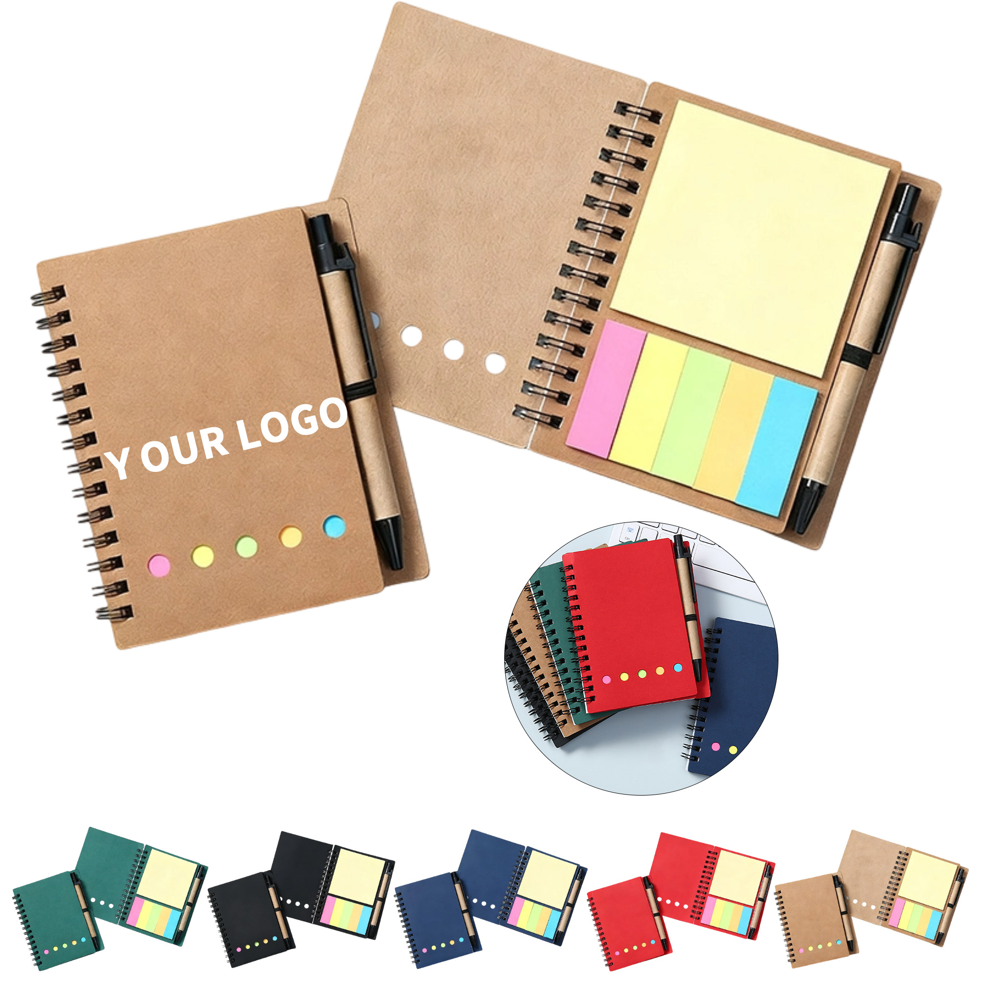 Spiral Note Pad With Sticky Notes Plus Pen 7