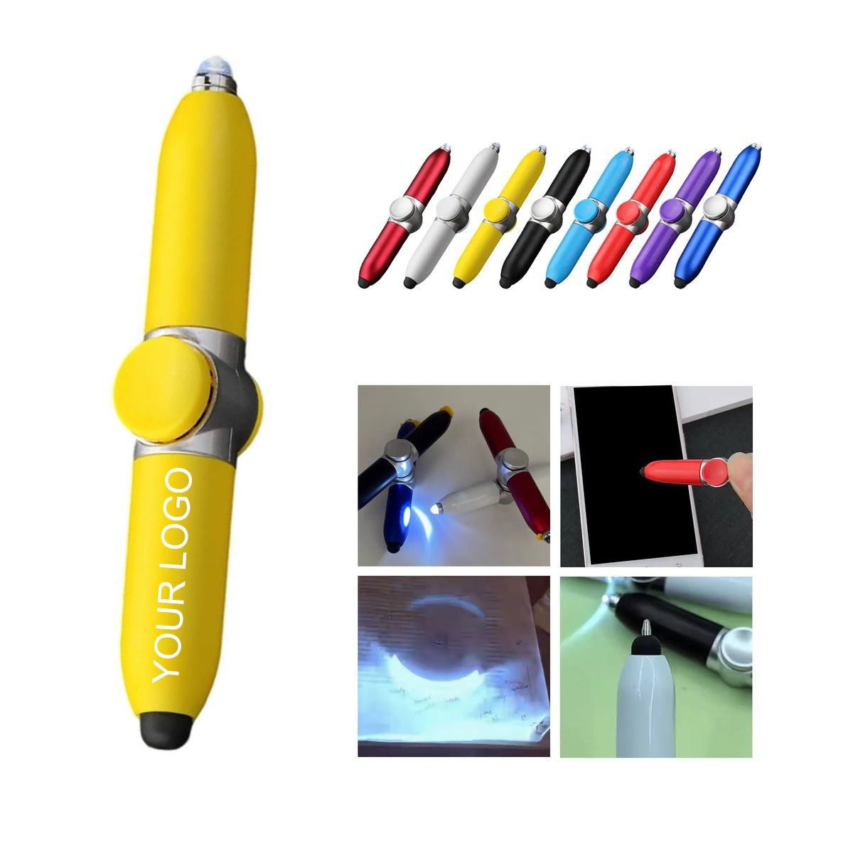 0.4" x 5.12" LED Fidget Pen with LED Light, Gyroscope, and Custom Logo 3