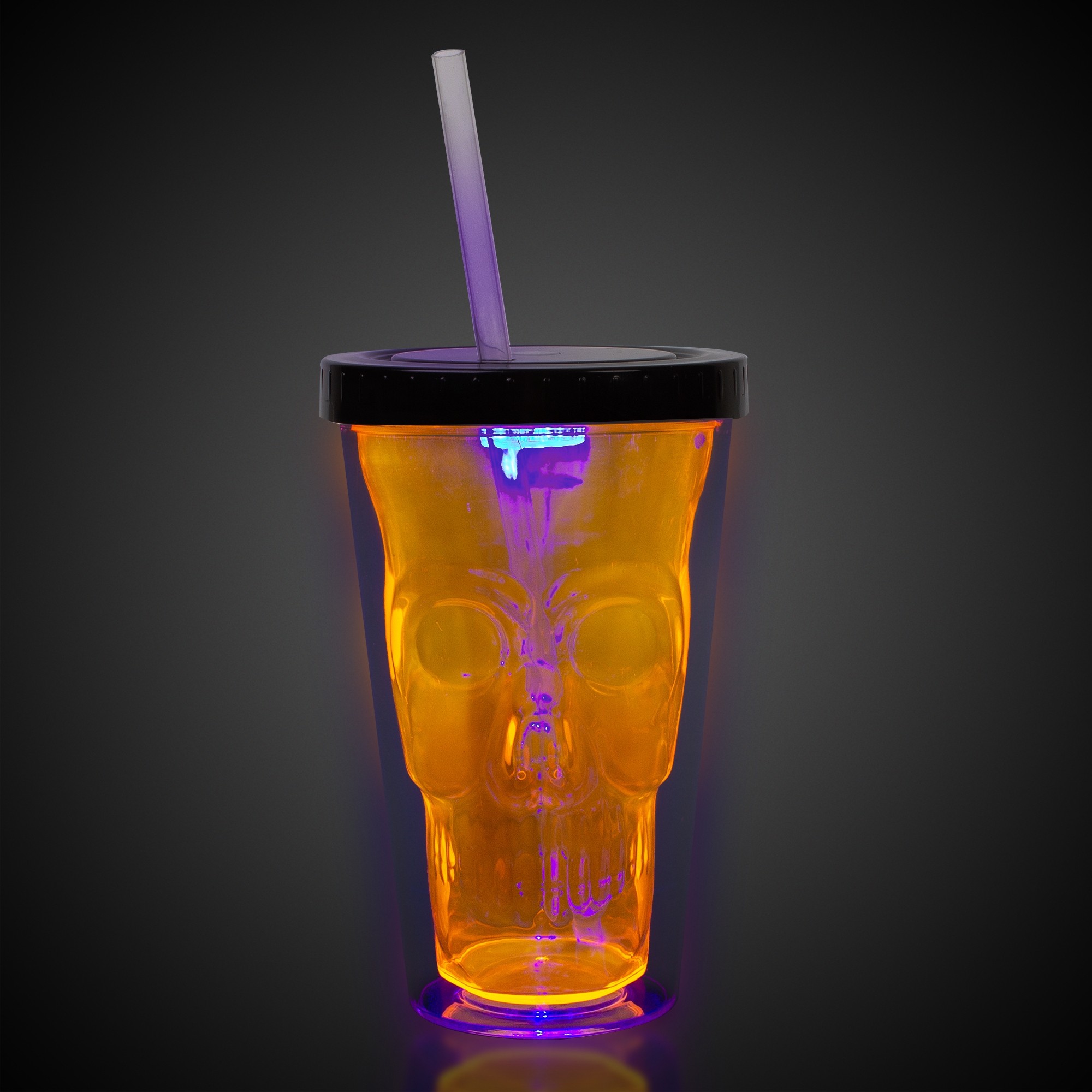 Neon Orange LED Skull Cup 3