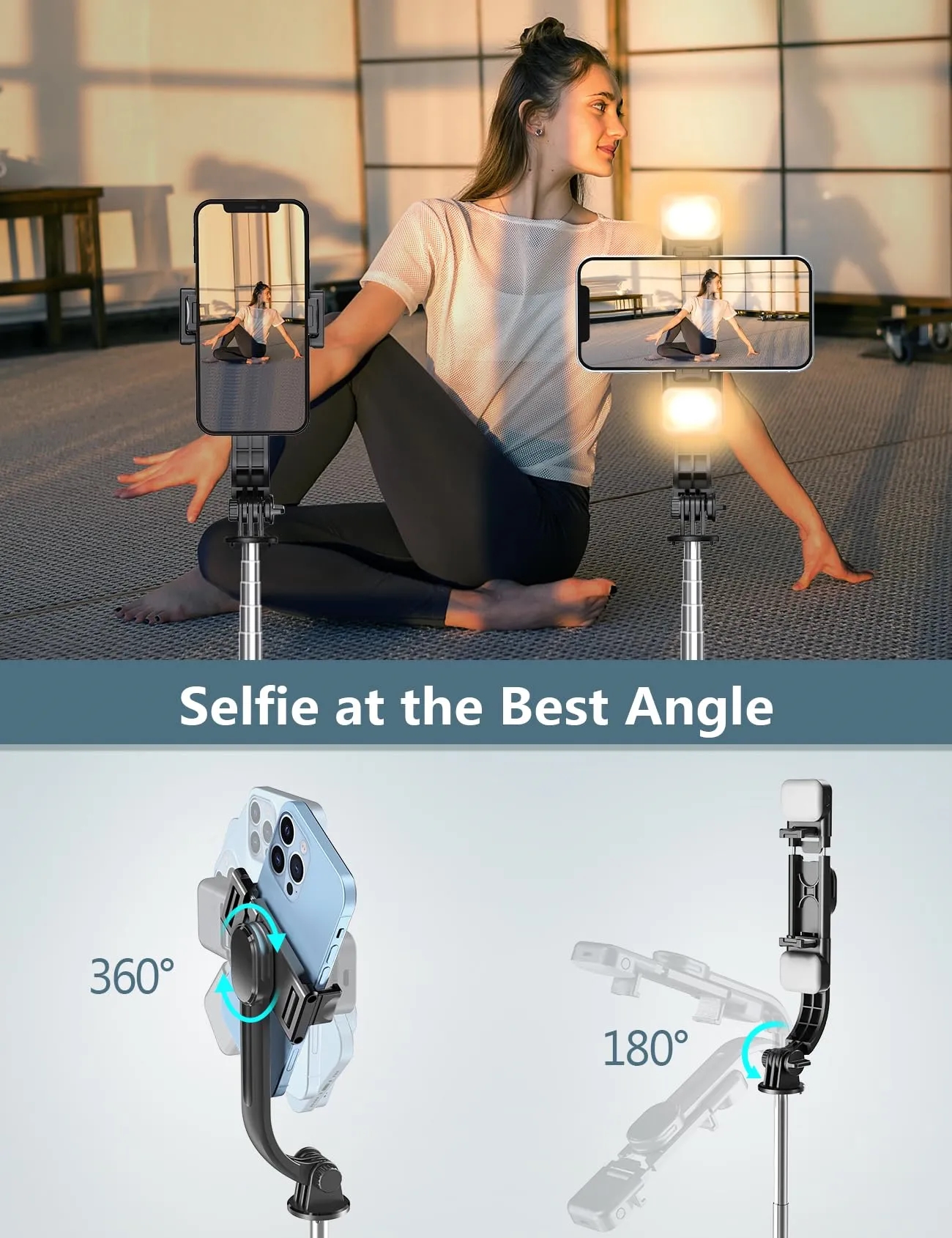 Selfie Stick Tripod with Light 8