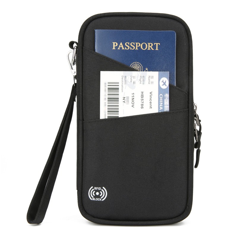 Blocking Travel Passport Wallet With Zipper Wrist Strap 2