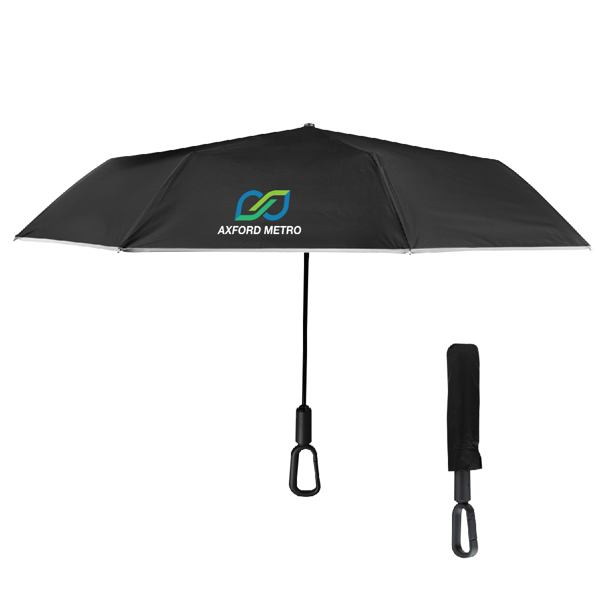 46" Arc Reflective Umbrella With Carabiner Handle 11