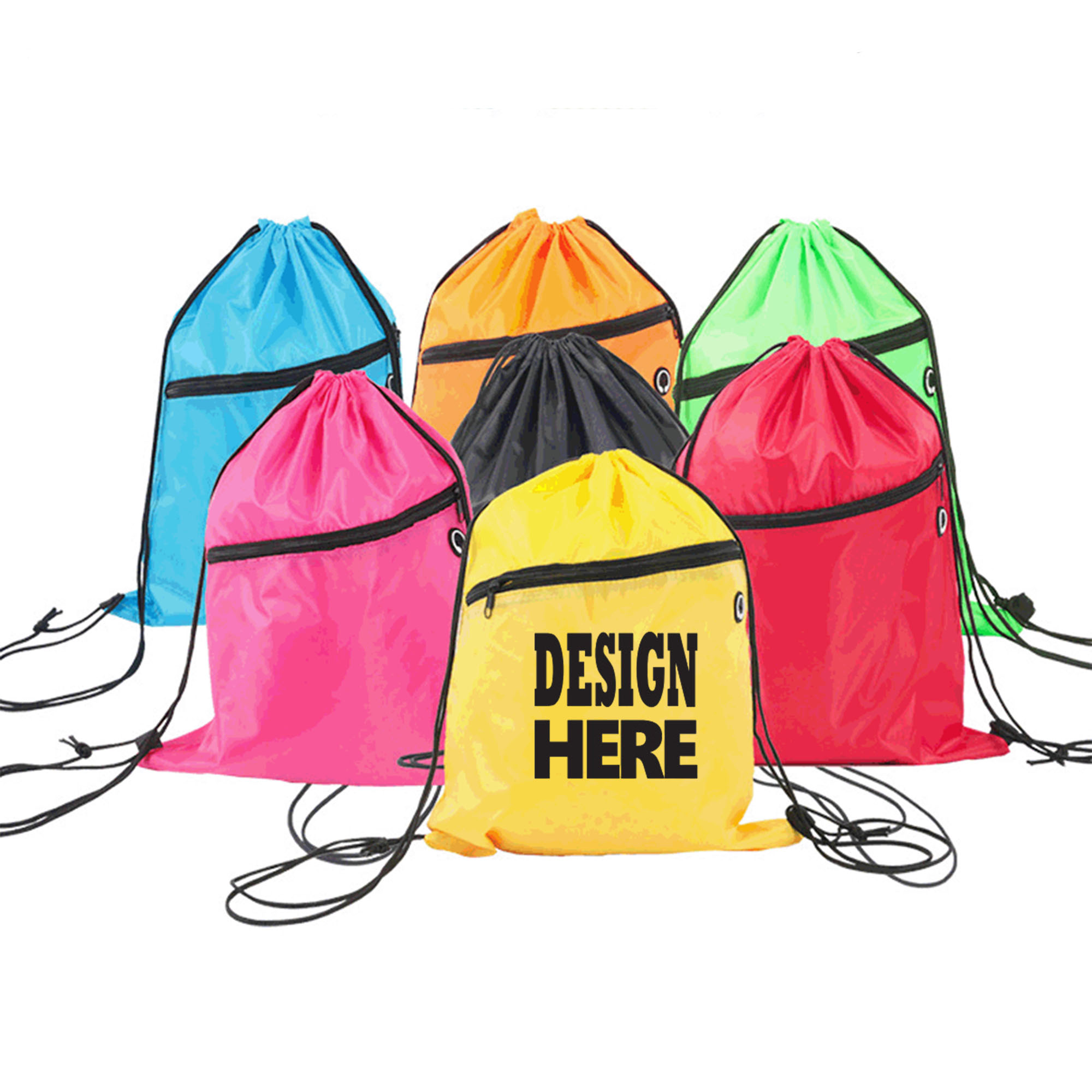 Polyester Drawstring Backpack With Zipper 2