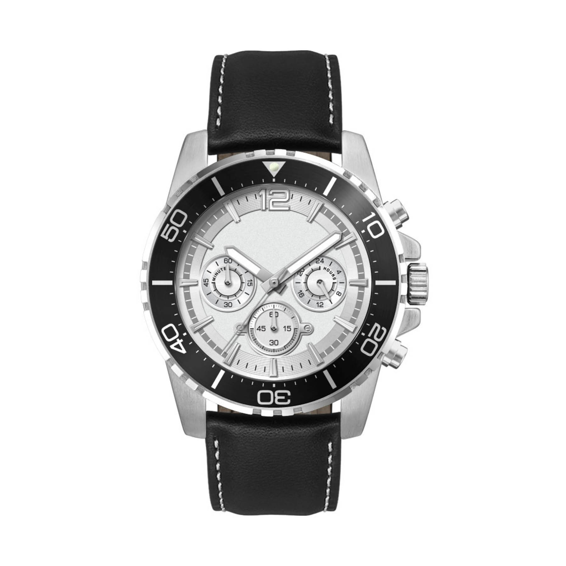 44MM, SILVER METAL CASE, BK BEZEL, CHRONO MVT 3
