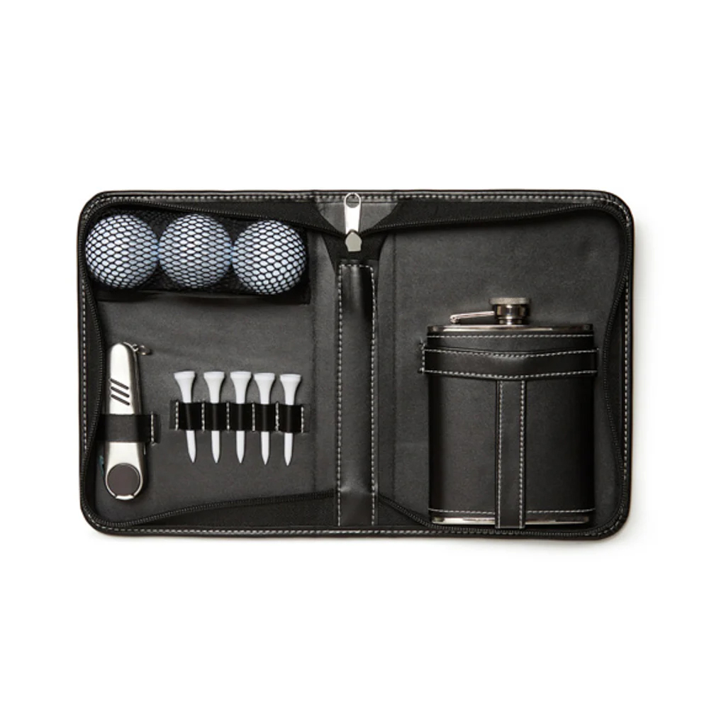 Leather Golf and Flask Carry Kit 14