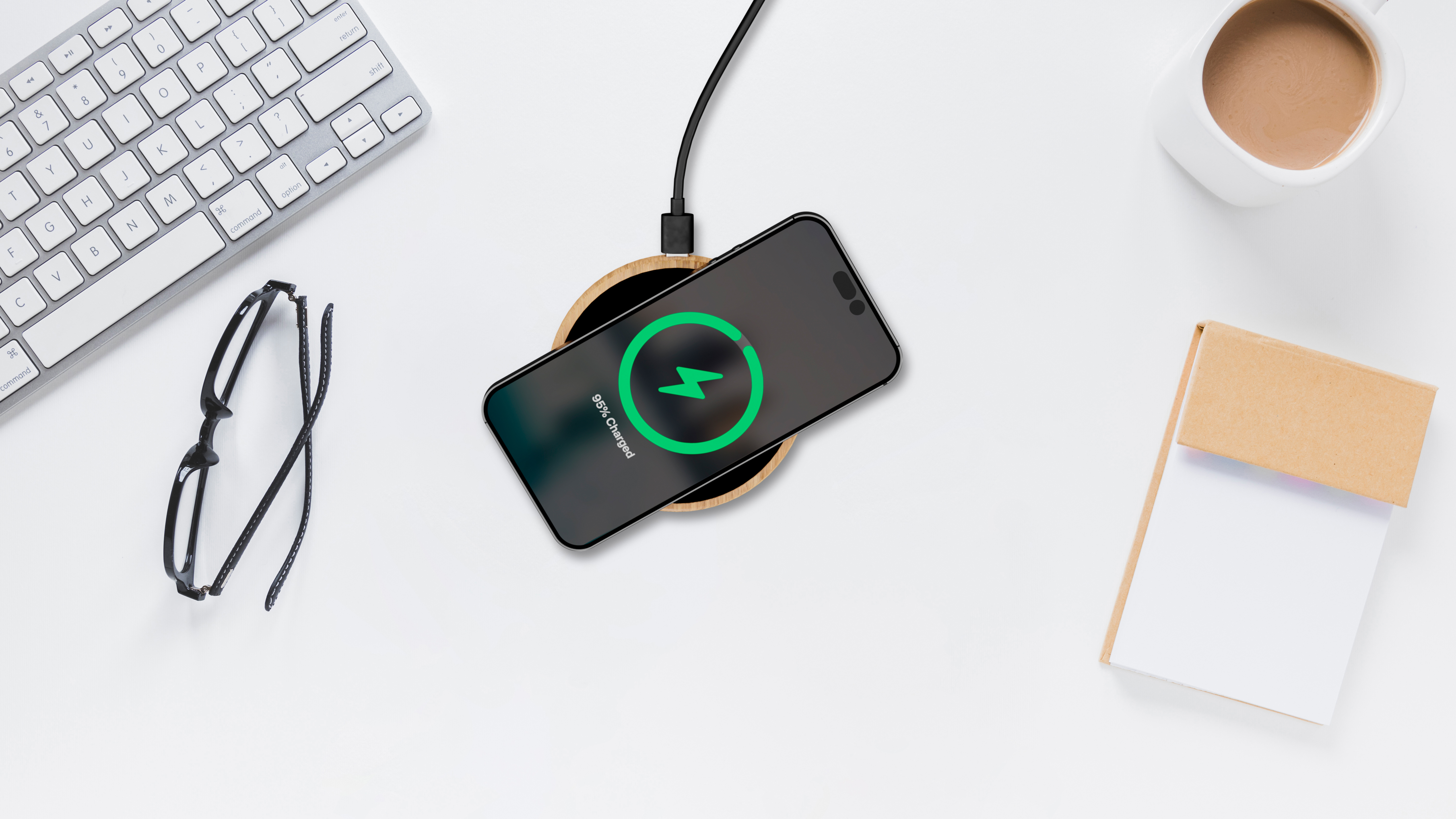 SCX Innovative Design™ Full-Color Bamboo 15W Wireless Charger 16