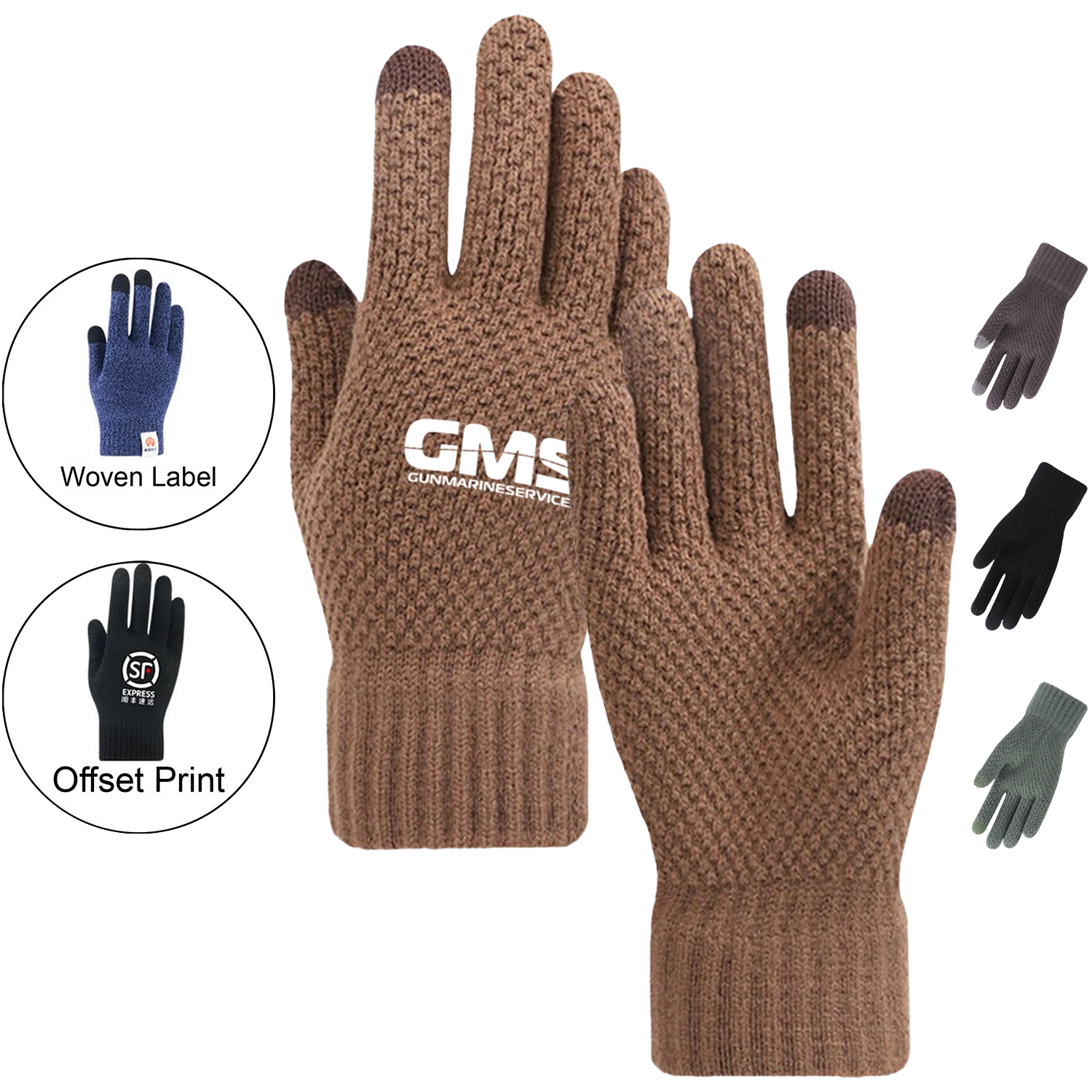 Warm Adult Gloves w/ 2 Finger Touch 2