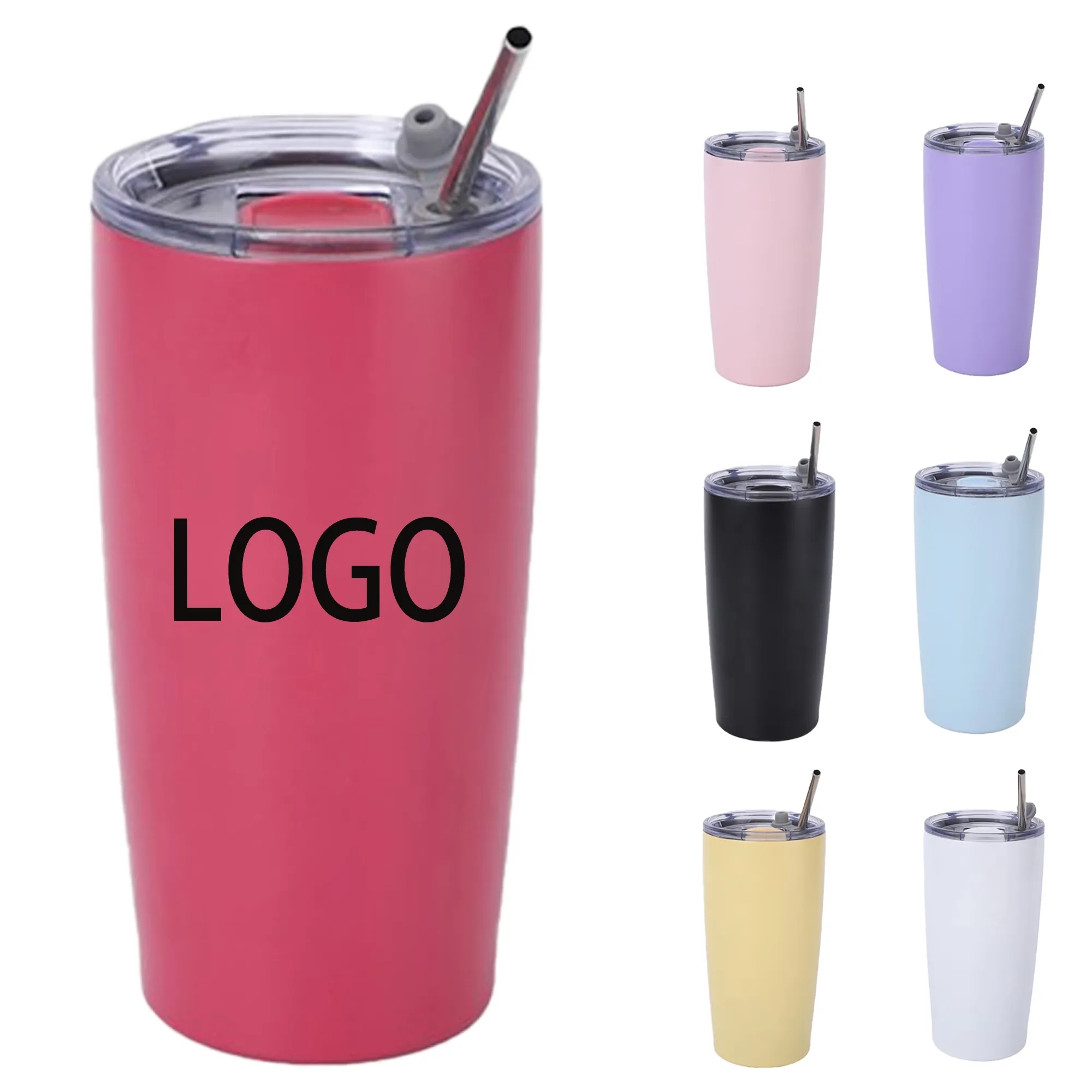 20oz Insulated Cup With Straw And Lid 2