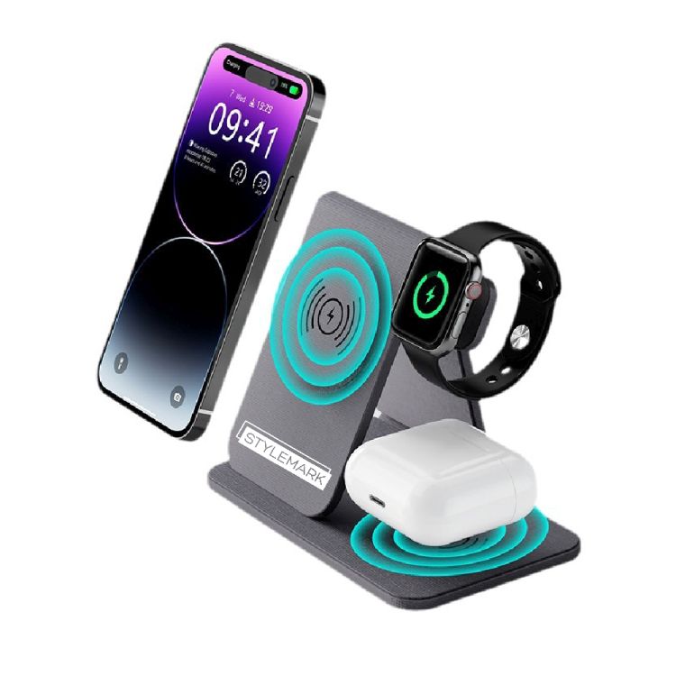 3 in 1 Leather Wireless Charging Station 2