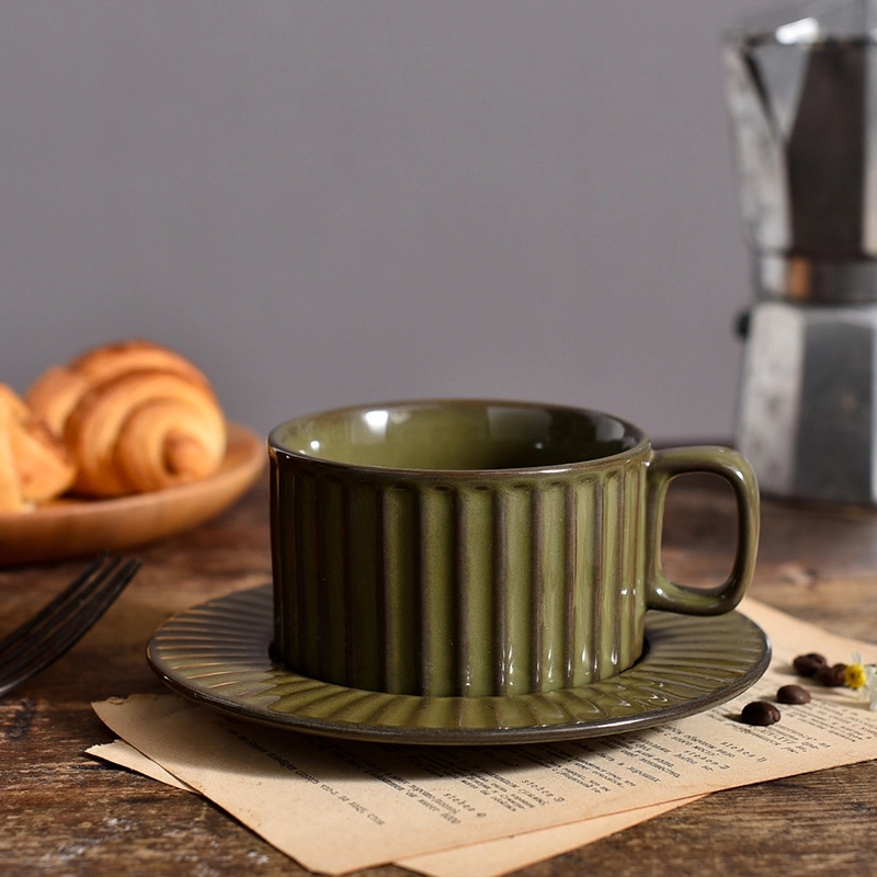 Custom 7 oz Ceramic Coffee Mug Saucer Set 3