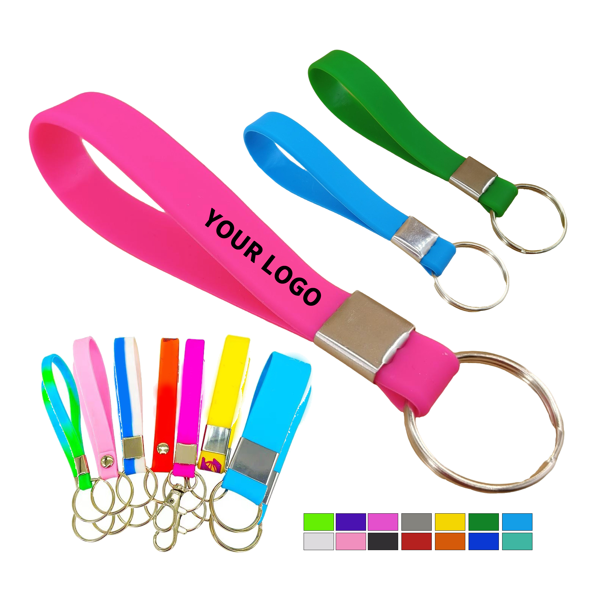 Silicone Wristband Keyring Loop Design Metal Crimp 17