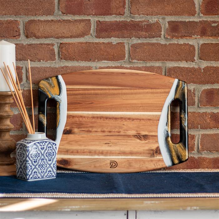 XL Curved Acacia Board With 2 Handles 5